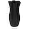 Black Contemporary Abstract Ribbed Ceramic Tulip Vase